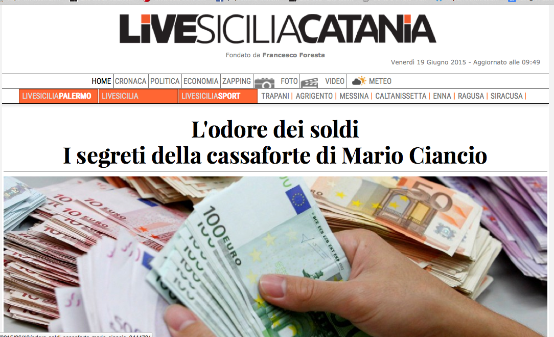 L’ODORE DEI SOLDI- I SEGRETI DEL FORZIERE DI MARIO CIANCIO